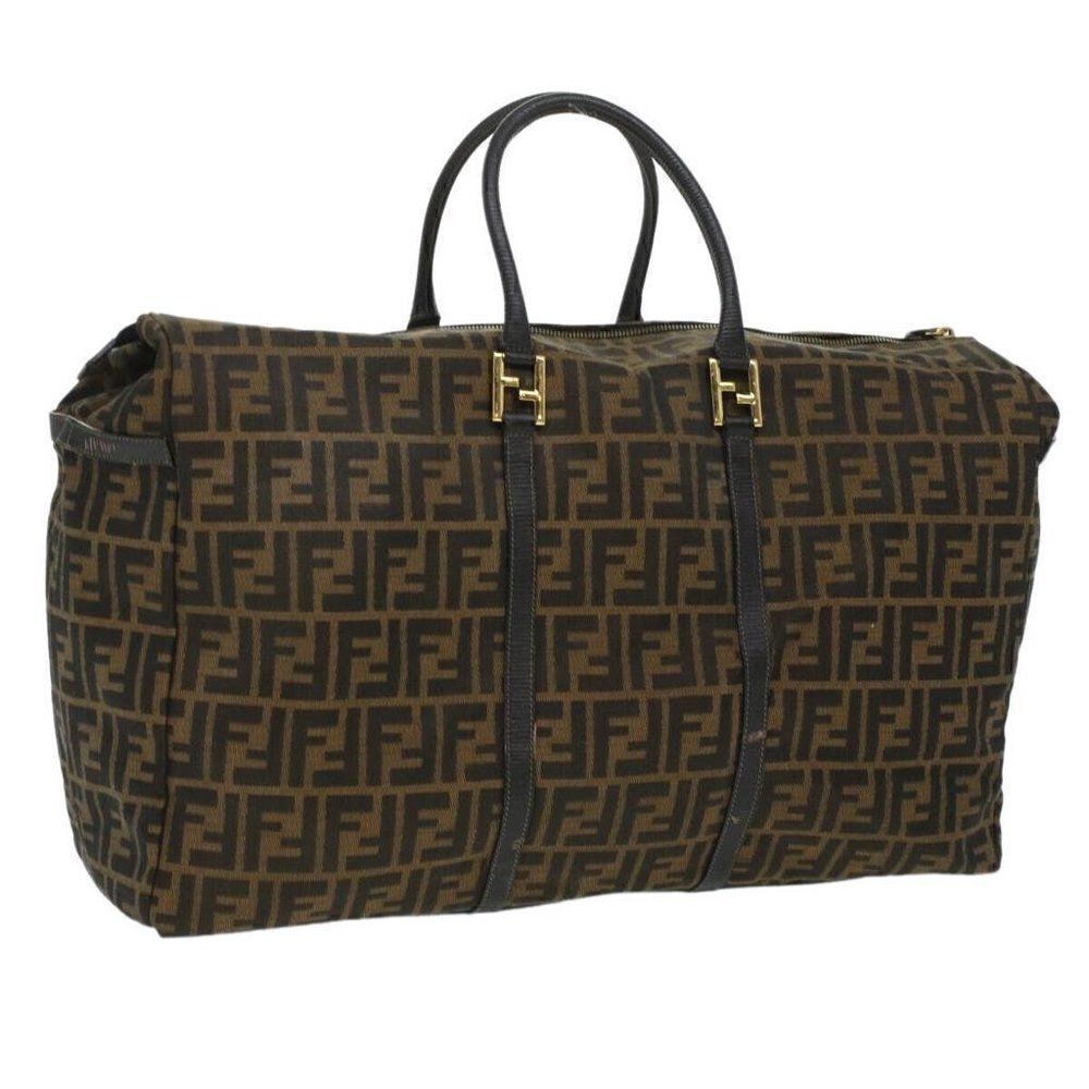 FENDI Zucca Canvas Hand Bag Brown Black